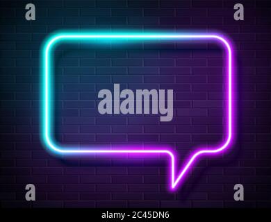 Vector Neon Gradient Glowing Speech Bubble Sign Stock Vector