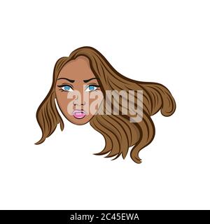 Woman avatar vector illustration. Beautiful young girls portrait with different hair style isolated on white background.EPS 10 Stock Vector