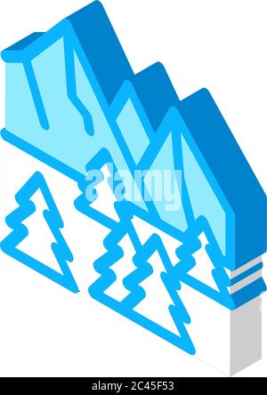 snowy mountain and forest nature isometric icon vector illustration Stock Vector