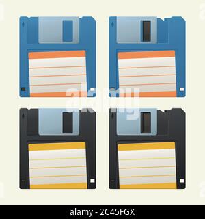 retro diskettes set on white Stock Vector