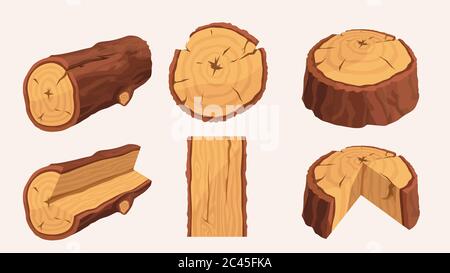 wooden materials set on white Stock Vector