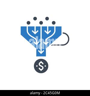 Sales Funnel Vector Glyph Icon Stock Vector