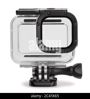 action camera dive housing path isolated on white Stock Photo