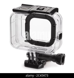 action camera dive housing path isolated on white Stock Photo