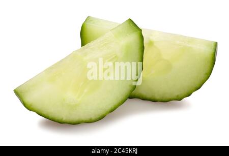 sliced cucumber path isolated on white Stock Photo