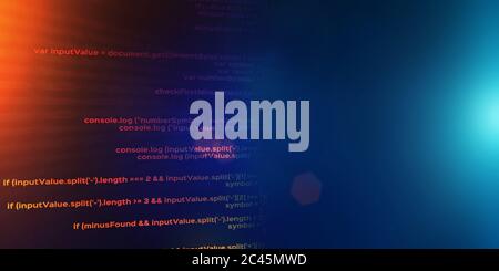 Lines of computer code on color gradient background, blank space. Creative illustration Stock Photo