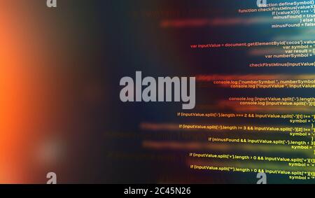 Illustration with program source code on dark gradient background, free space Stock Photo
