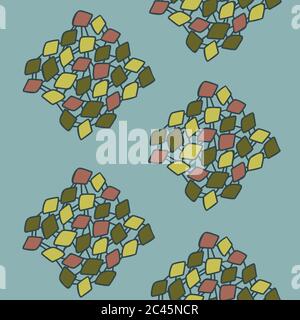 Abstract geometric decorative seamless pattern. Hand drawn connected shapes of different colors on light background. Stock Vector