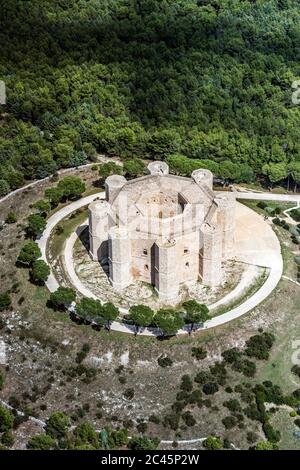 Aerial view of Castel del Monte, Andria, Puglia, Italy Stock Photo