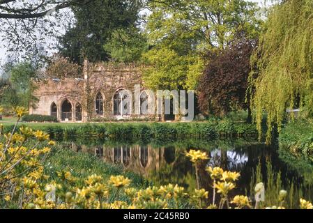 A summerhouse in the form of a Gothic ruin designed by James Wyatt. Frogmore House and Gardens, Windsor, Berkshire, England, UK Stock Photo