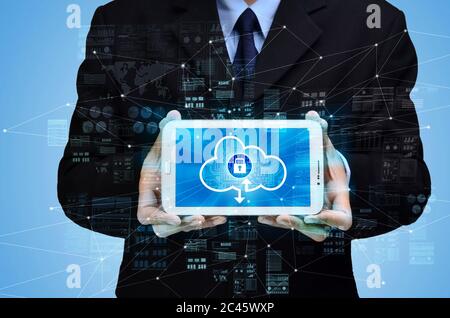 Secured internet cloud computing concept Stock Photo