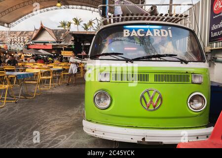Thailand, Phuket, April 15, 2020: street cafe bar restaurant from a Volkswagen t1 minibus. Stock Photo