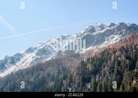 Schneeberg - Mountain range covered with snow Stock Photo