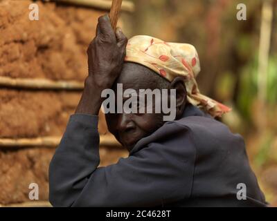 Tharaka old man, Nairobi county, Mount kenya, Kenya Stock Photo