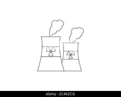 Cooling tower, nuclear plant icon. Vector illustration, flat design. Stock Vector