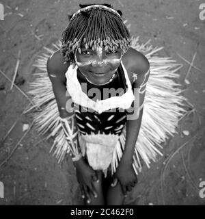 Tharaka woman wearing a traditional wig, Nairobi county, Mount kenya, Kenya Stock Photo