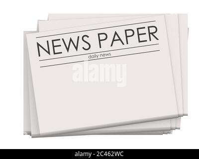 Pile of blank newspapers isolated on white background, 3D rendering Stock Photo