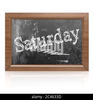 Saturday text written on blackboard, 3D rendering Stock Photo