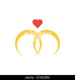 Pair of wedding rings vector icon symbol isolated on white background Stock Vector
