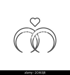 Pair of wedding rings vector icon symbol isolated on white background Stock Vector