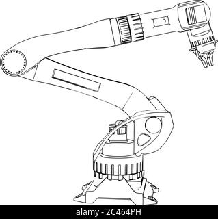 Aesthetic Robot drill arm sketch drawing for Figure Drawing