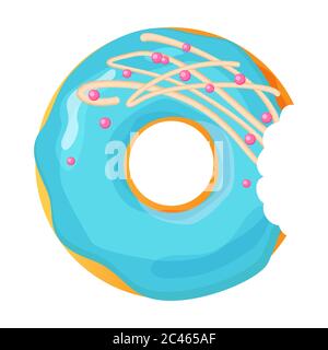 Colorful bitten donut on white background, flat vector illustration Stock Vector