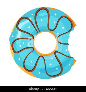 Colorful bitten donut on white background, flat vector illustration Stock Vector