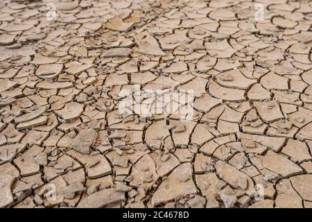 Dry desert soil ground sand cracked texture pattern Stock Photo