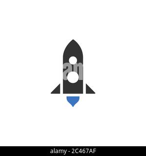 Rocket or Rocket Ship flat icon isolated on white background. Stock Vector
