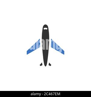 Airplane flat icon isolated on white background. Stock Vector