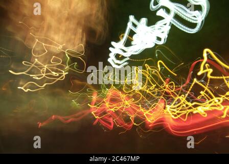 Shot of  abstract patterns of moving colorful light streaks Stock Photo