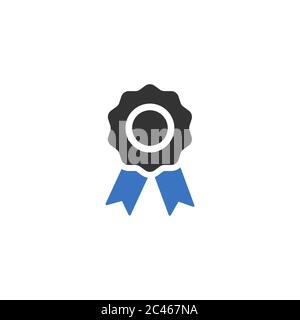 Award or Rosette flat icon isolated on white background. Stock Vector