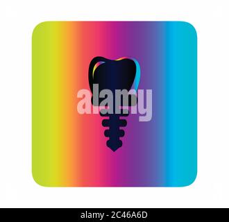 dental implant neon vector icon isolated Stock Vector