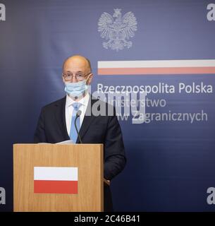 Warsaw, Mazovian, Poland. 24th June, 2020. Press Conference of the Deputy Head of the Ministry of Foreign Affairs PI WAWRZYK on the Organization of Presidential Elections For Citizens Living Outside Poland.in the picture: PI WAWRZYK Credit: Hubert Mathis/ZUMA Wire/Alamy Live News Stock Photo
