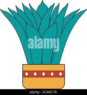 Agave houseplant in a Mexican style pot Stock Vector