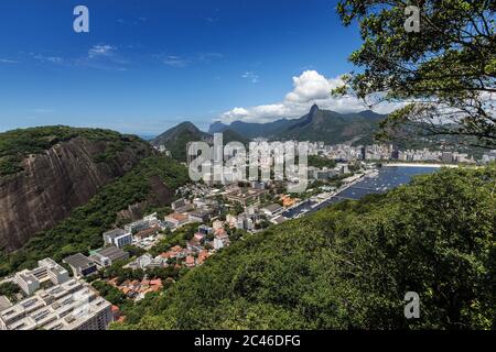 View of Botafogo neighborhood and mountains in Rio de ...