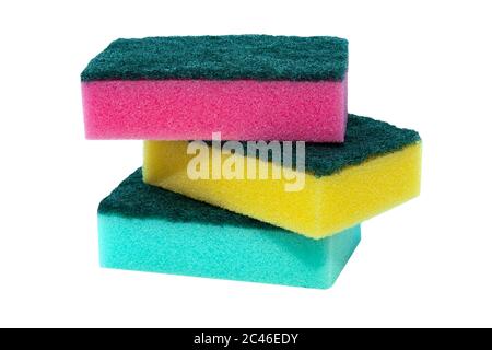 Sponge scouring pads on an isolated white background with a clipping path Stock Photo