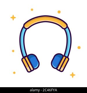 Headphone vector illustration. Flat cartoon style Stock Vector