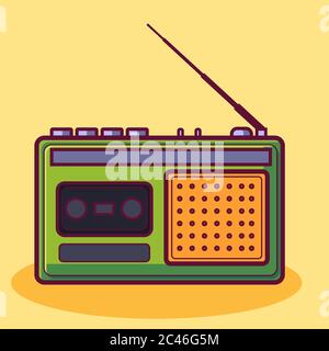 Retro radio vector illustration. Flat cartoon style Stock Vector