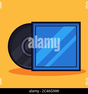 Vinyl record with cover vector illustration. Flat cartoon style Stock Vector