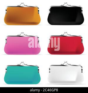 old wallet vector illustration in six color on white Stock Vector