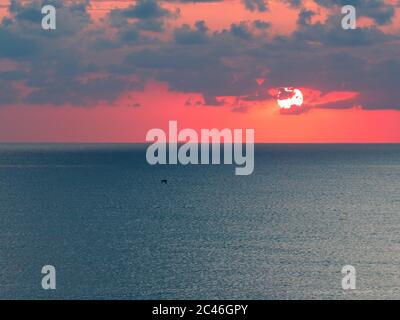 Sunset background looking over Black Sea horizon. Stock Photo