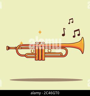 Trumpet Vector Illustration. Flat Cartoon Style Stock Vector