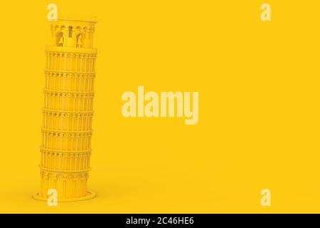 Yellow Leaning Pisa Tower on a yellow background. 3d Rendering Stock Photo