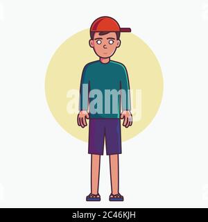 Vector Illustration of a Young man Wearing a Hat . Mascot Cartoon character Stock Vector