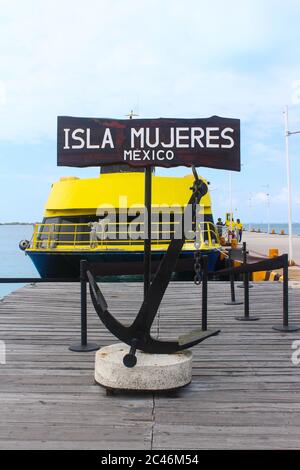 Boat at Isla Mujeres Island Stock Photo