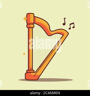 Harp Vector Illustration. Flat Cartoon Style Stock Vector