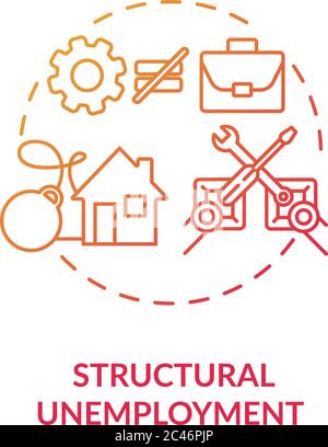 Structural unemployment red gradient concept icon Stock Vector