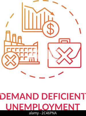 Demand efficient unemployment red gradient concept icon Stock Vector