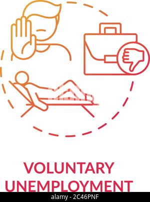 Voluntary unemployment red gradient concept icon Stock Vector